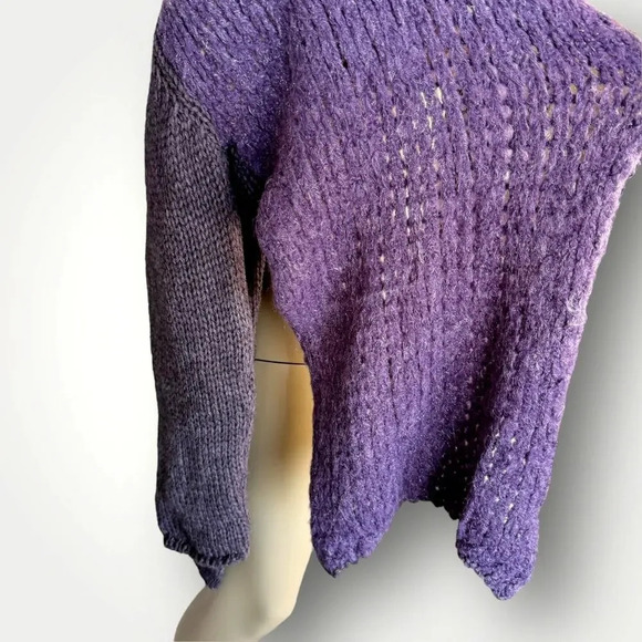 Helen Welsh Vintage Mohair Wool Blend High Side Slit Open Cardigan Size M Purple - Picture 7 of 16